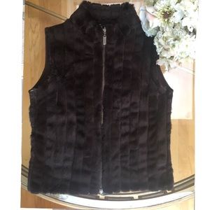 Brown Rabbit Fur Vest by Cabo